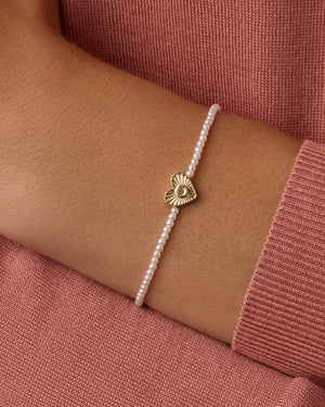 Pearl Vintage Heart Alphabet Bracelet