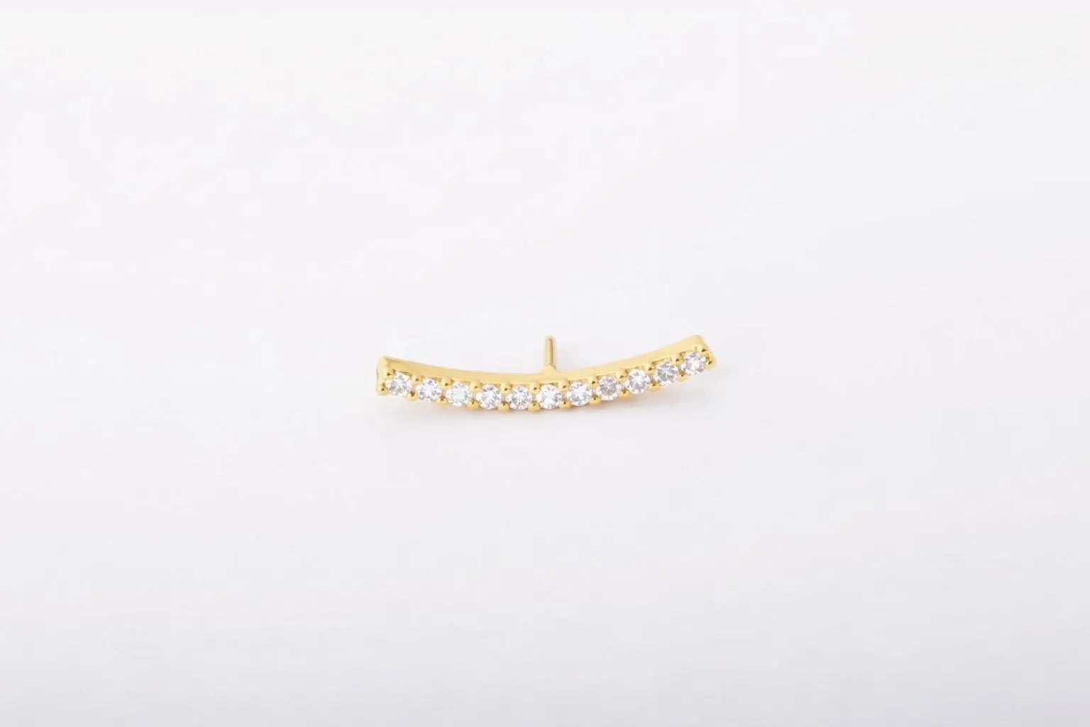 Flat Back Ear Climber, Titanium CZ Ear Crawler Earring, Threadless Push Pin Helix Cartilage Tragus Stud, 16G 18G 20G Dainty Gold Silver