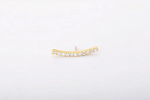 Flat Back Ear Climber, Titanium CZ Ear Crawler Earring, Threadless Push Pin Helix Cartilage Tragus Stud, 16G 18G 20G Dainty Gold Silver