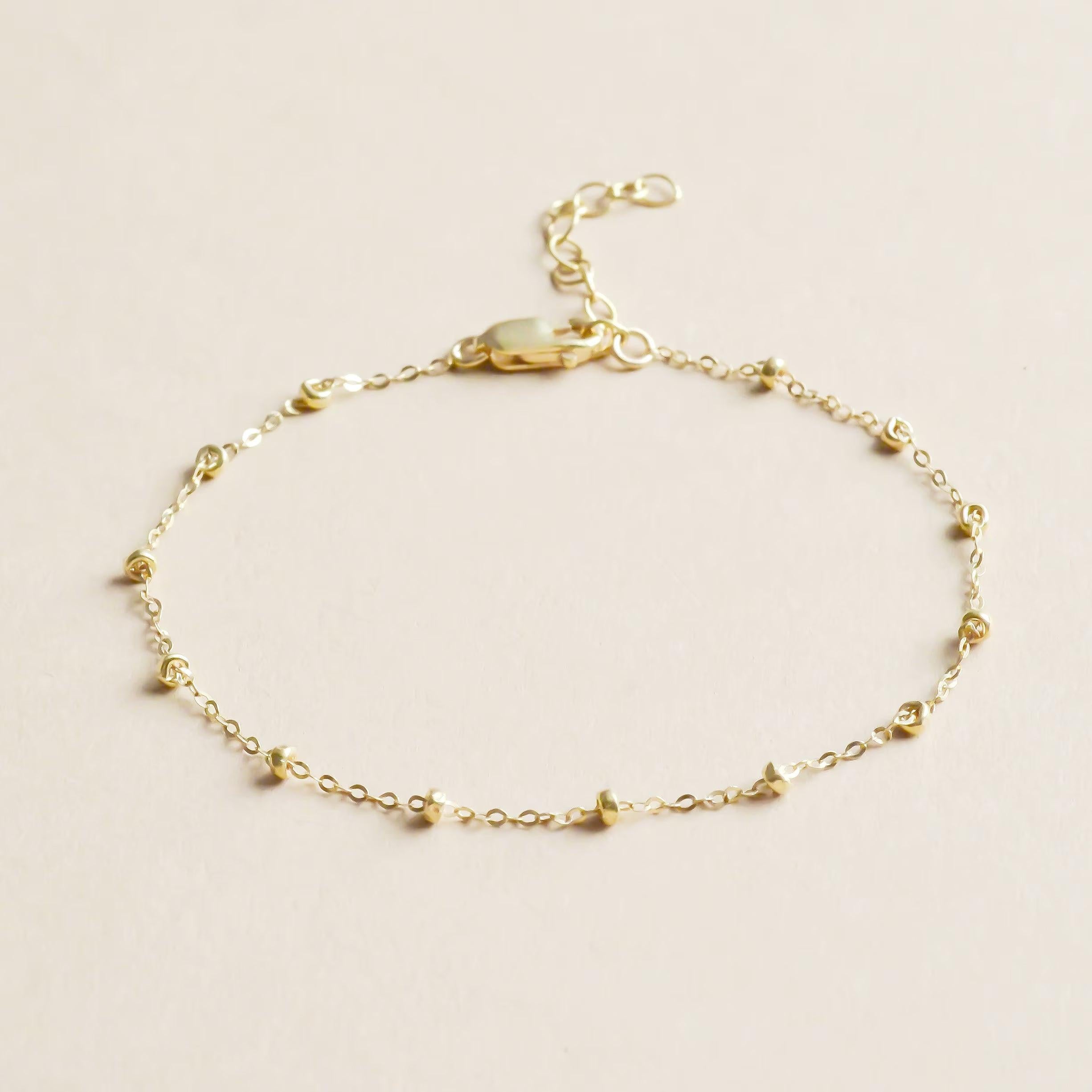 Elegant 14K Gold Filled Satellite and Sterling Silver Dainty Beaded Bracelet.