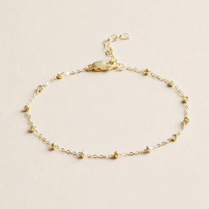 Elegant 14K Gold Filled Satellite and Sterling Silver Dainty Beaded Bracelet.