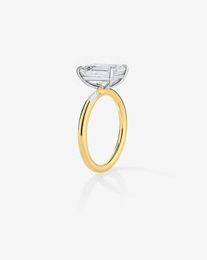 Stunning 3.56ct Emerald & Diamond Cloud Inlay Baguette Ring in 14K Gold - Perfect Engagement Ring!.