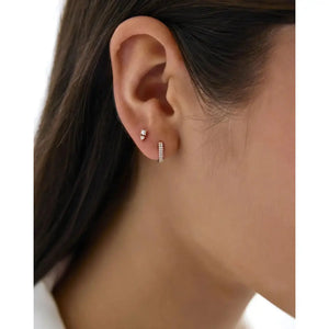 Delicate Double Row Huggie Earrings.