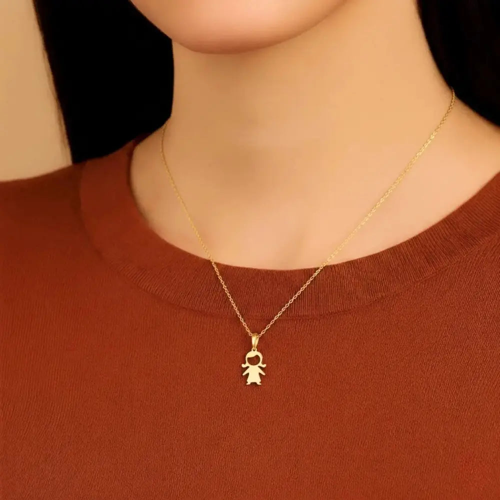 Delightful 14K Yellow Gold Little Girl Pendant Necklace for Timeless Elegance.