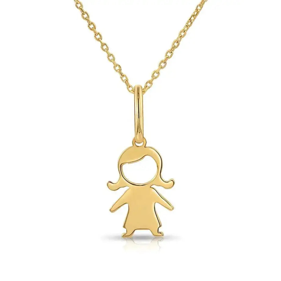 Delightful 14K Yellow Gold Little Girl Pendant Necklace for Timeless Elegance.