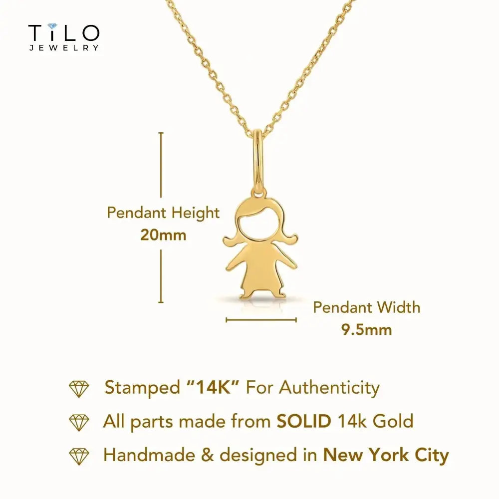 Delightful 14K Yellow Gold Little Girl Pendant Necklace for Timeless Elegance.