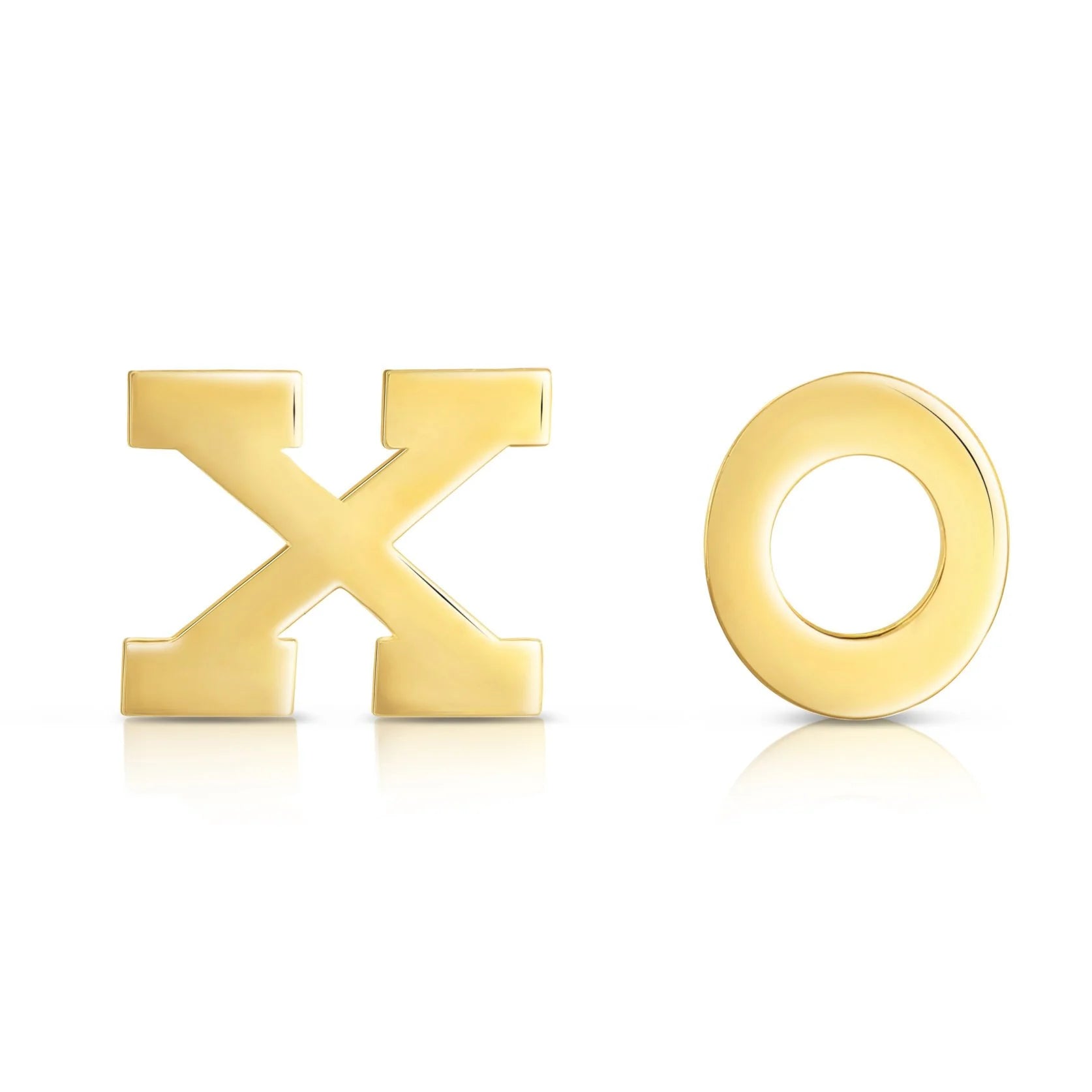 10K Yellow Gold XO Stud Earrings, Hugs and Kisses
