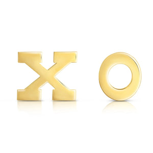 10K Yellow Gold XO Stud Earrings, Hugs and Kisses