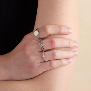 Crystal Stacking Ring in Silver