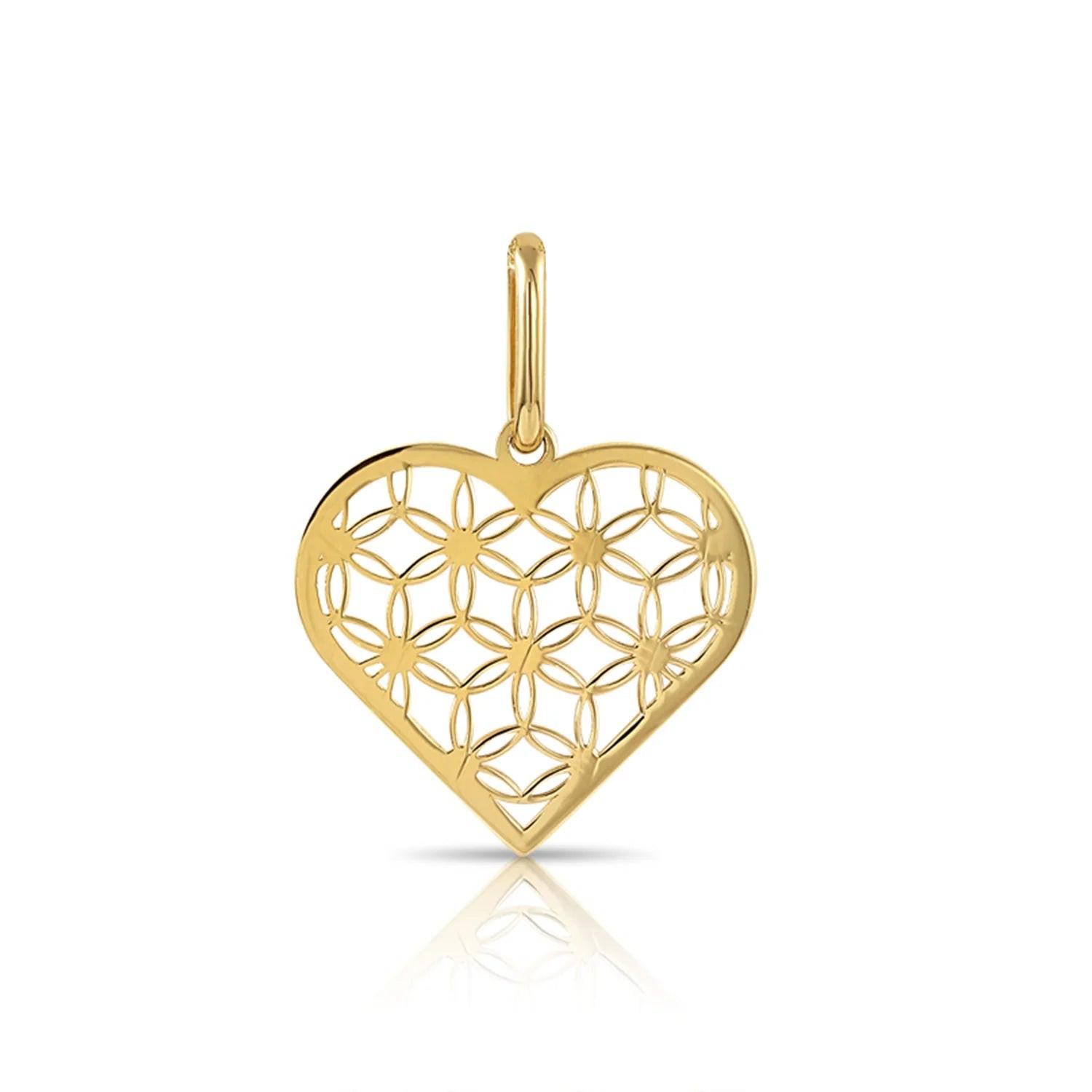 Stunning 14K Yellow Gold Floral Heart Pendant with 18" Necklace - A Timeless Gift!.