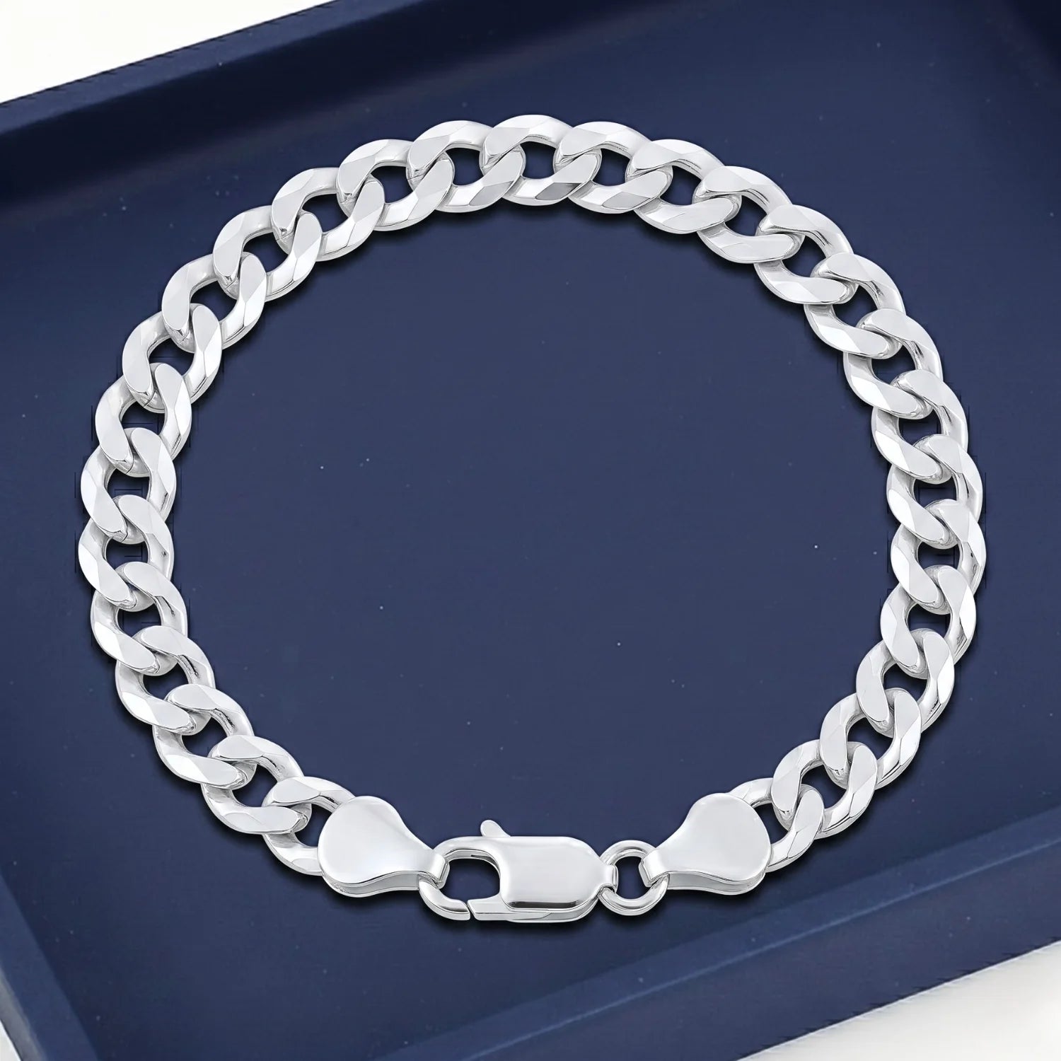 Sterling Silver Italian Curb Link Bracelet, Lobster Lock