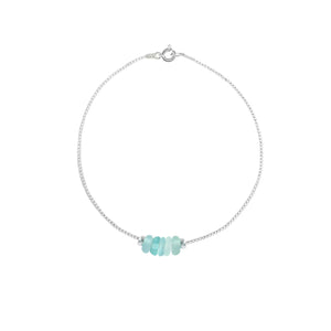 Dainty Aqua Sea Glass Bracelet in Sterling Silver - Perfect Beach-Inspired Jewelry Gift.