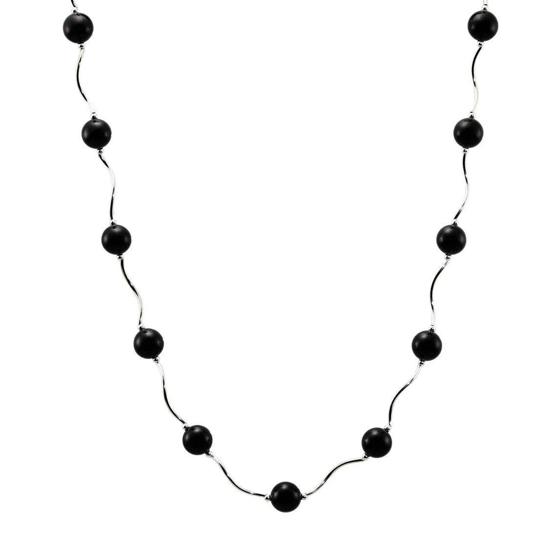 Unique Onyx Stone Set, 18 Inch Necklace 7.5 Inch Bracelet and Earrings in Sterling Silver