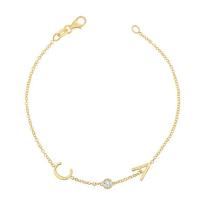 Diamond Bezel Multi Initial Bracelet