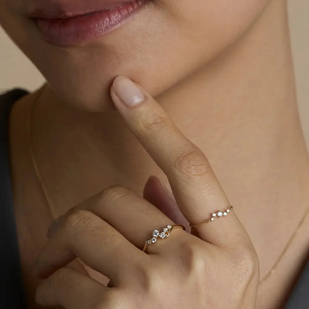 Diamond Cluster Ring in Solid Gold