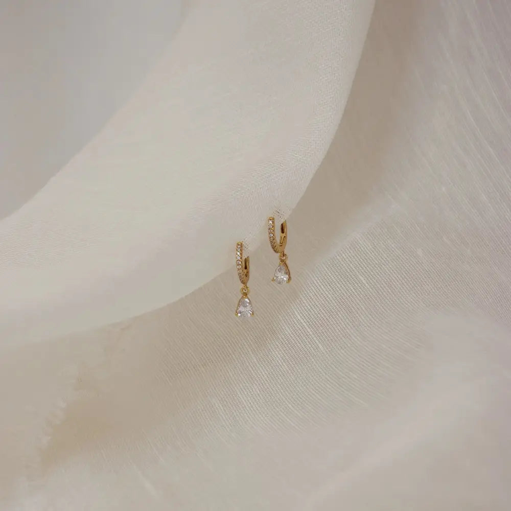 Elegant Diamond Hoop Earrings - Dangle Drop Pavé Huggie Hoops, Perfect Minimalist Gift for Her.