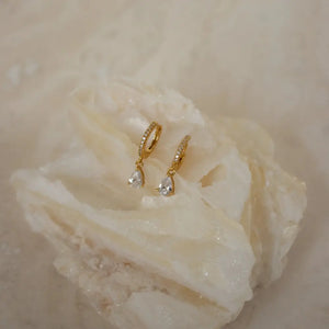 Elegant Diamond Hoop Earrings - Dangle Drop Pavé Huggie Hoops, Perfect Minimalist Gift for Her.