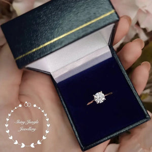 Diamond Engagement Ring, Simple Diamond Solitaire Ring, round Brilliant Cut 1 Carat 6Mm Diamond Simulant Promise Ring, April Birthstone Gift