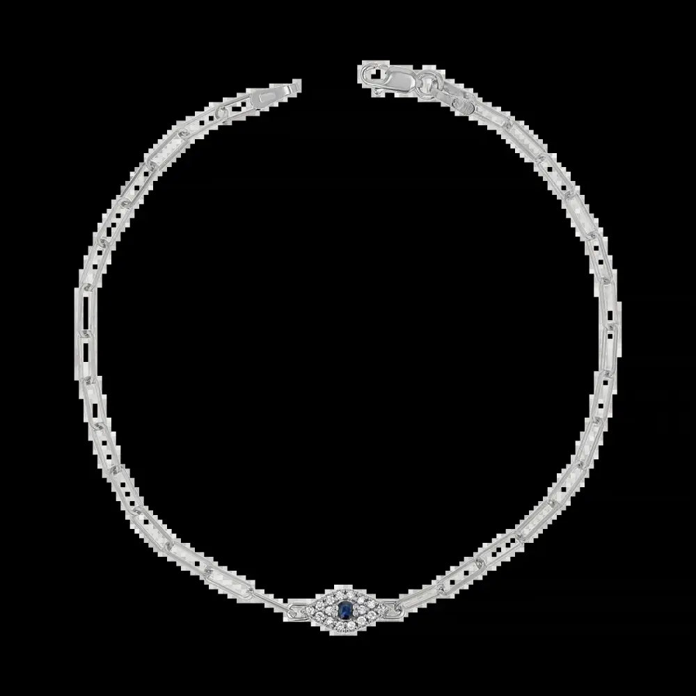 Diamond Evil Eye Paperclip Bracelet