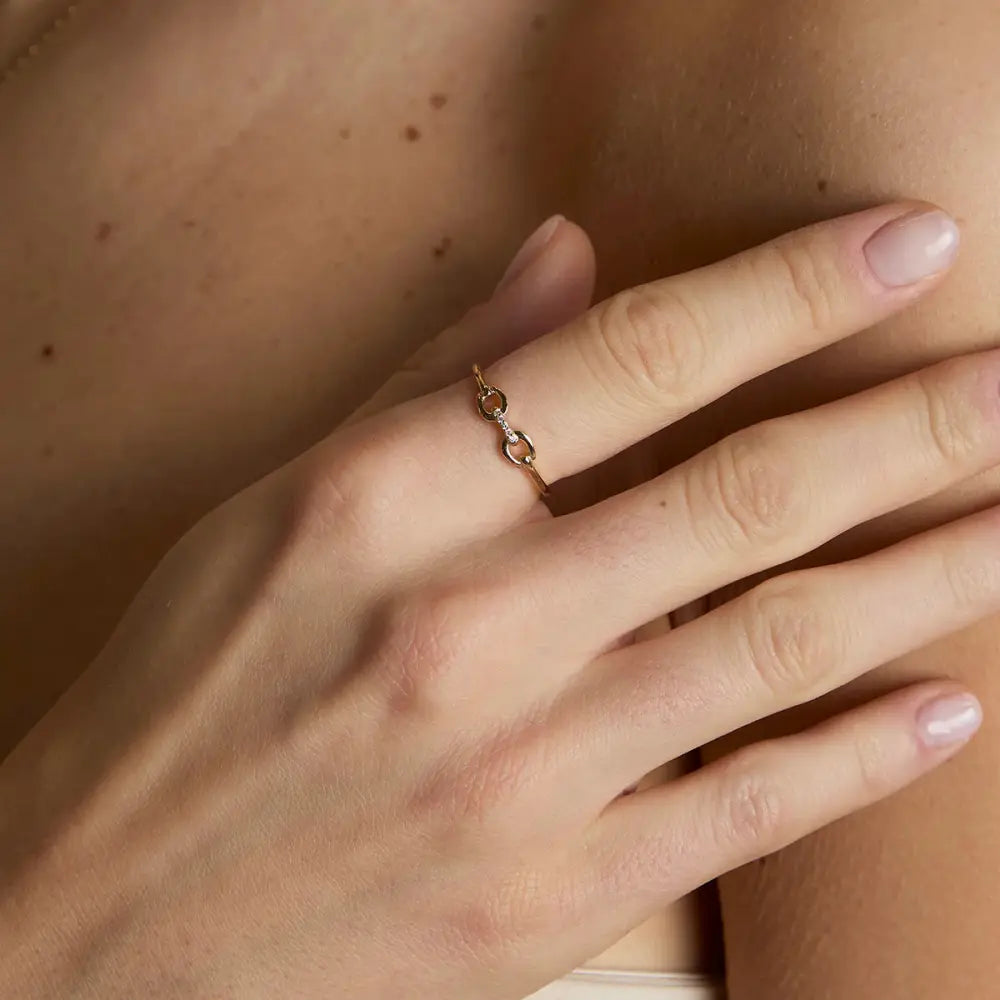 Diamond Hardware Ring in Solid Gold