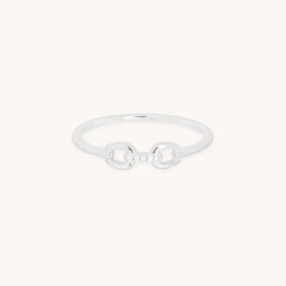 Diamond Hardware Ring in Solid White Gold