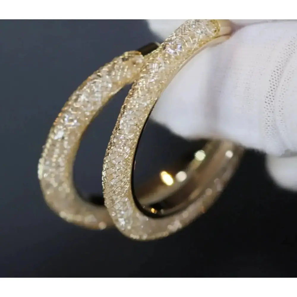 Diamond Hoop Earrings | Hoop Earrings | Womens Big Diamond Earrings | Silver Hoop Earrings with Diamonds | Womens Hoop Earrings | Earrings