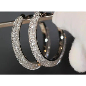 Diamond Hoop Earrings | Hoop Earrings | Womens Big Diamond Earrings | Silver Hoop Earrings with Diamonds | Womens Hoop Earrings | Earrings