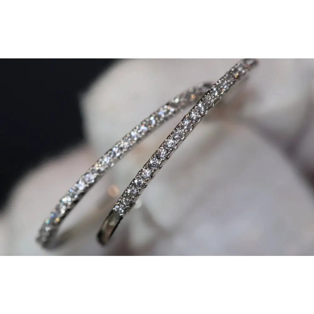 Diamond Hoop Earrings | Hoop Earrings | Womens Big Diamond Earrings | Silver Hoop Earrings with Diamonds | Womens Hoop Earrings | Earrings