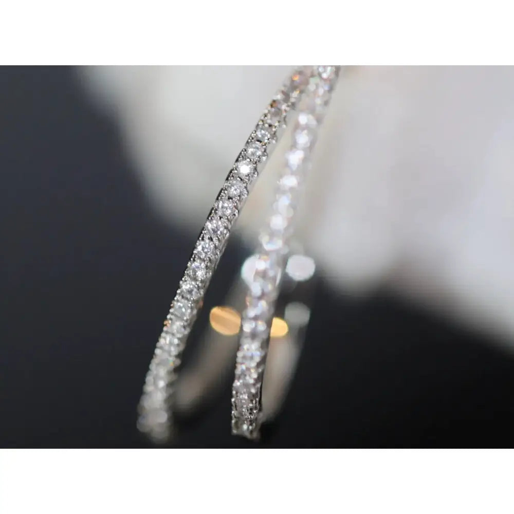 Diamond Hoop Earrings | Hoop Earrings | Womens Big Diamond Earrings | Silver Hoop Earrings with Diamonds | Womens Hoop Earrings | Earrings
