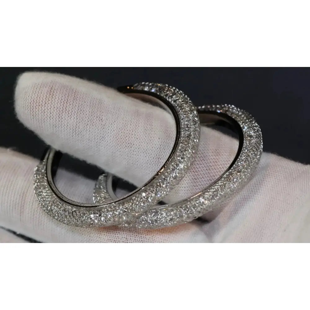 Diamond Hoop Earrings | Hoop Earrings | Womens Big Diamond Earrings | Silver Hoop Earrings with Diamonds | Womens Hoop Earrings | Earrings