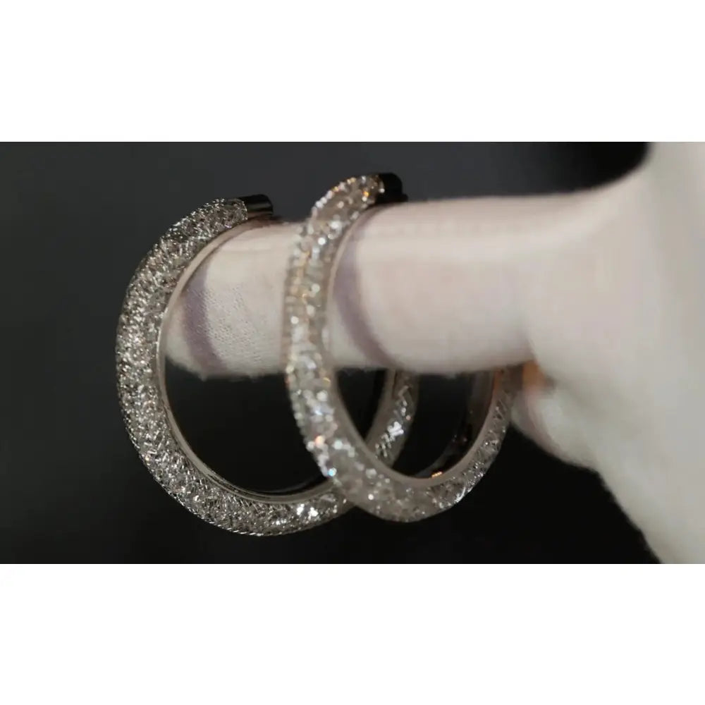 Diamond Hoop Earrings | Hoop Earrings | Womens Big Diamond Earrings | Silver Hoop Earrings with Diamonds | Womens Hoop Earrings | Earrings