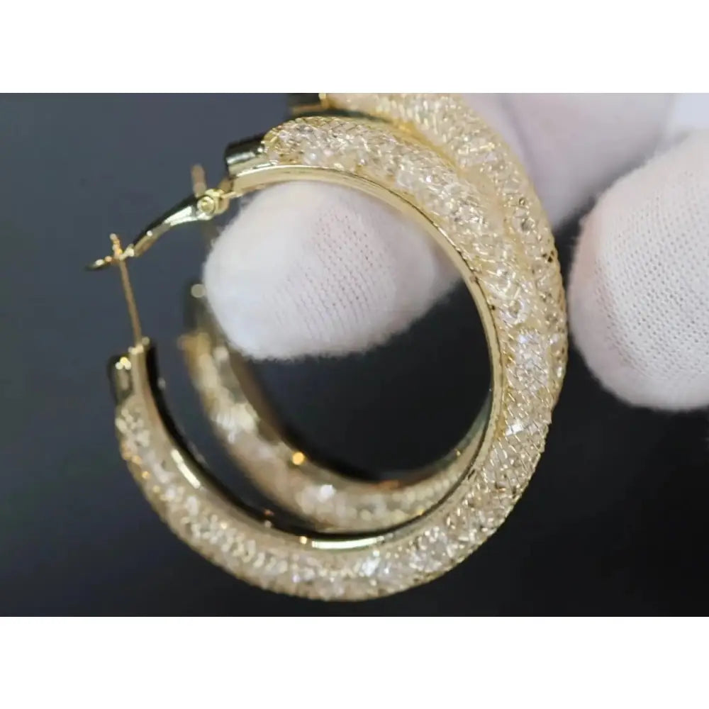 Diamond Hoop Earrings | Hoop Earrings | Womens Big Diamond Earrings | Silver Hoop Earrings with Diamonds | Womens Hoop Earrings | Earrings