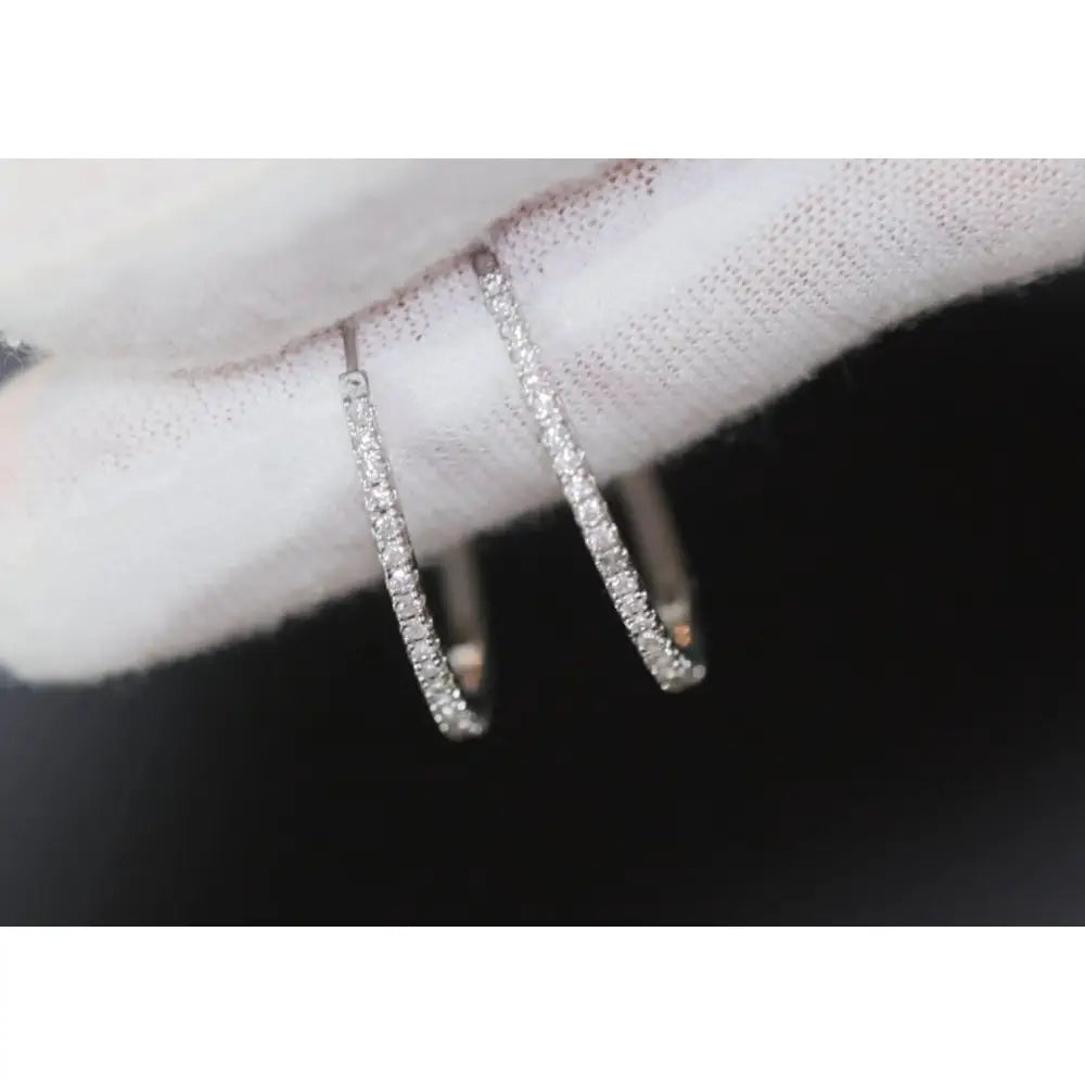 Diamond Hoop Earrings | Hoop Earrings | Womens Big Diamond Earrings | Silver Hoop Earrings with Diamonds | Womens Hoop Earrings | Earrings
