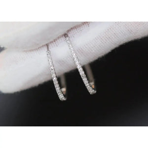 Diamond Hoop Earrings | Hoop Earrings | Womens Big Diamond Earrings | Silver Hoop Earrings with Diamonds | Womens Hoop Earrings | Earrings