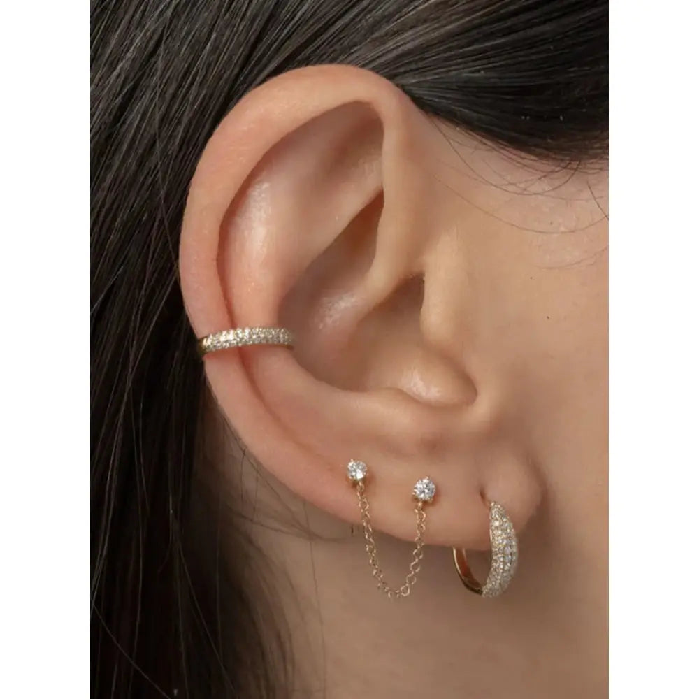 Diamond Pave Dome Huggie Earrings