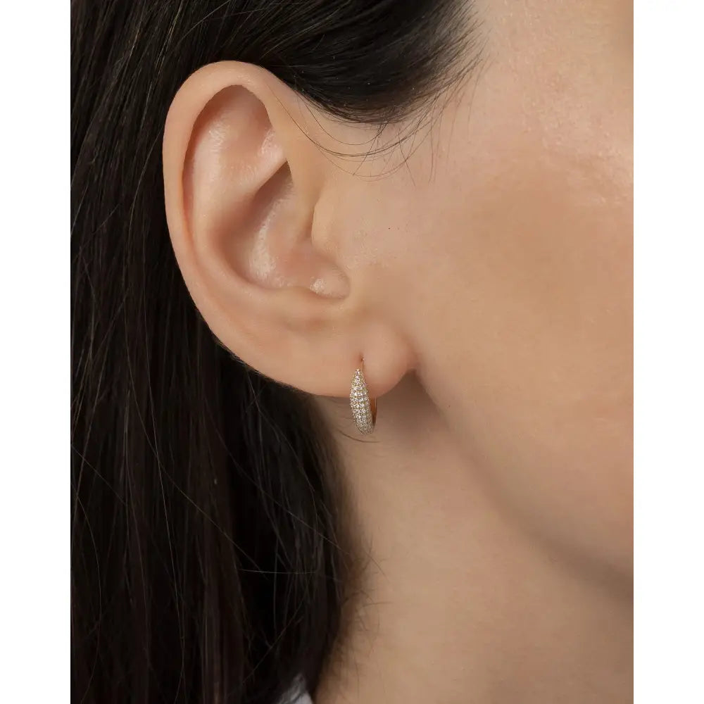 Diamond Pave Dome Huggie Earrings
