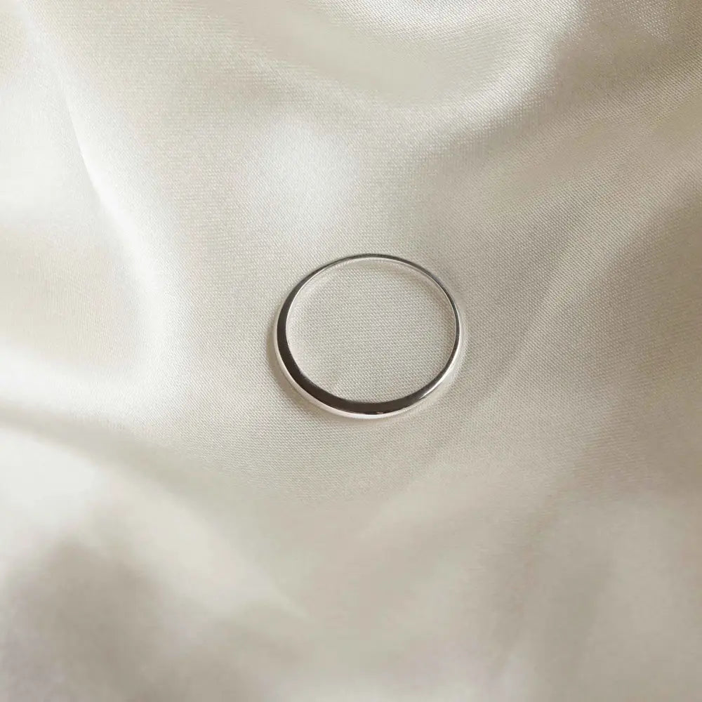 Dome Ring in Solid White Gold