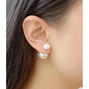 Double Faux Pearl Earrings, Bridal Wedding Jewelry