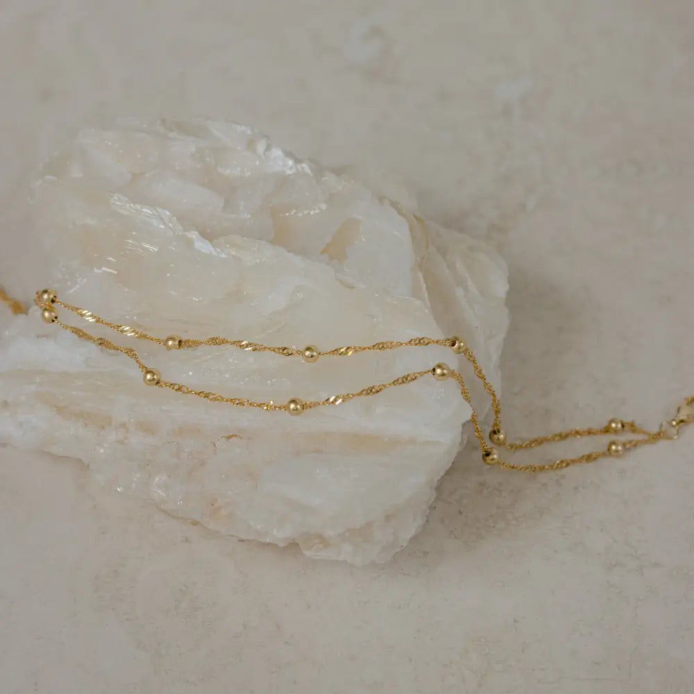 Duo Bead Chain Bracelet by Caitlyn Minimalist • Dainty Gold Bracelet • Fine Beaded Chain Bracelet • Birthday Gifts for Women • BR016