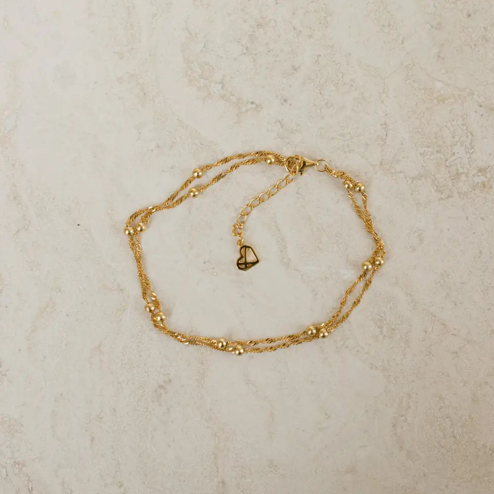 Duo Bead Chain Bracelet by Caitlyn Minimalist • Dainty Gold Bracelet • Fine Beaded Chain Bracelet • Birthday Gifts for Women • BR016