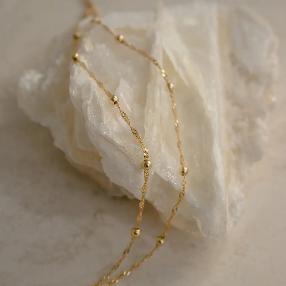Duo Bead Chain Bracelet by Caitlyn Minimalist • Dainty Gold Bracelet • Fine Beaded Chain Bracelet • Birthday Gifts for Women • BR016