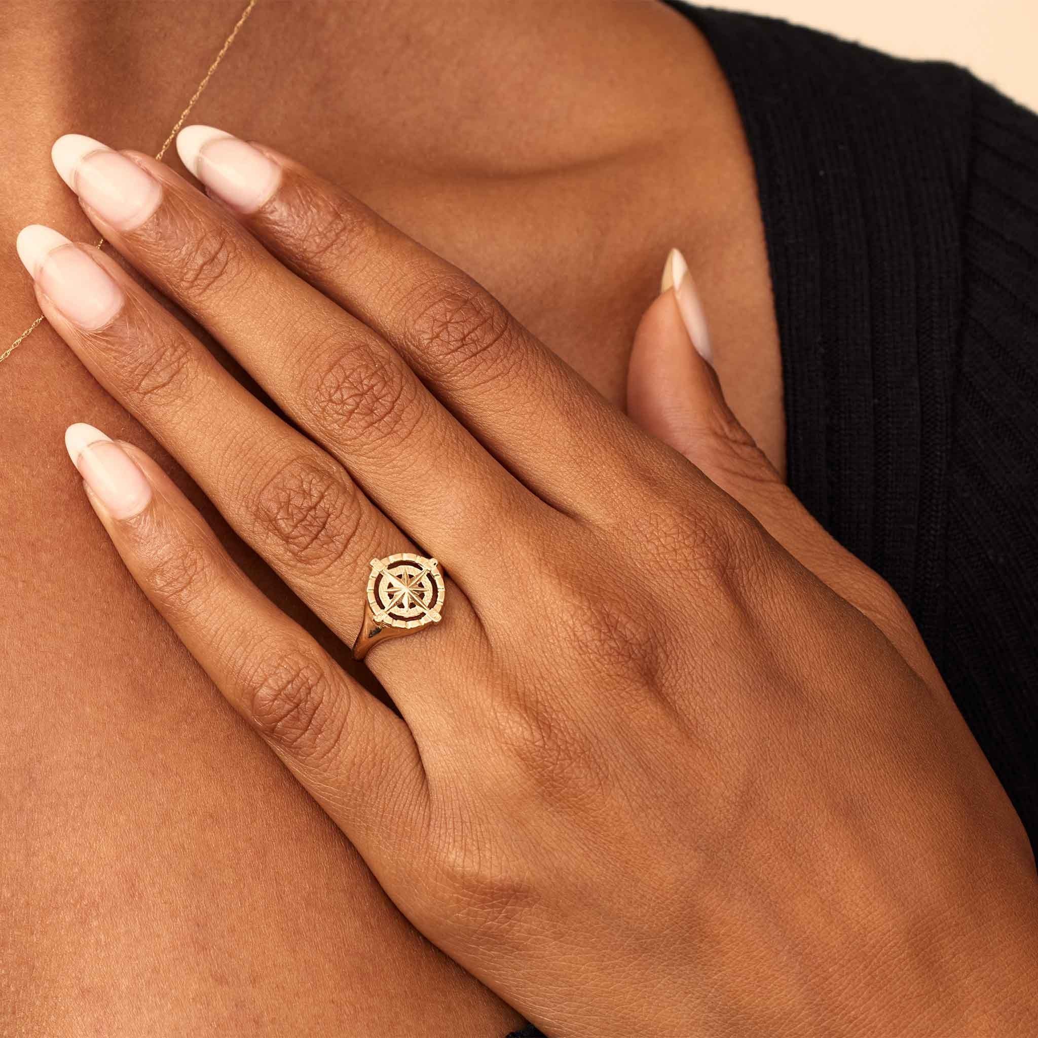 Beautiful Compass Rose Ring - Navigate Life with Style!.