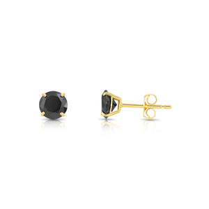 10K Yellow Gold Black Onyx Pushback Stud Earrings