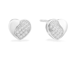 Elegant Sterling Silver CZ Heart Stud Earrings - Timeless Sparkle for Any Occasion.