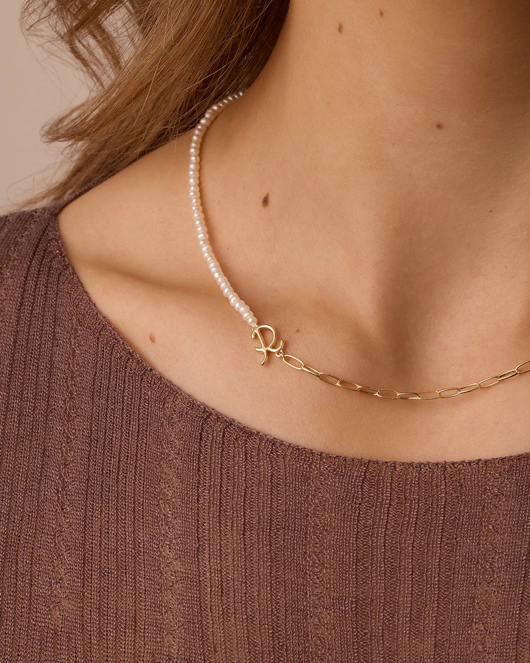 Lou Pearl Alphabet Necklace NikNenz™ Premium Gold & Diamonds