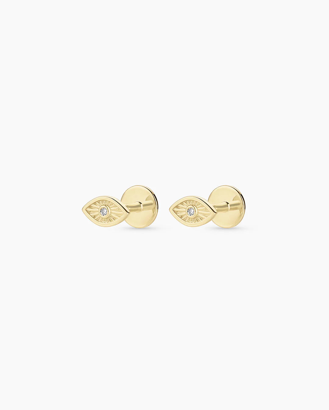 14K Diamond Evil Eye Flat Back Studs