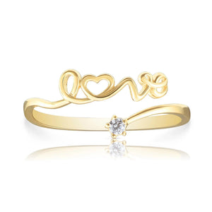 14K Yellow Gold Script LOVE Ring - Perfect Romantic Gift for Her, Ideal for Anniversaries & Birthdays.