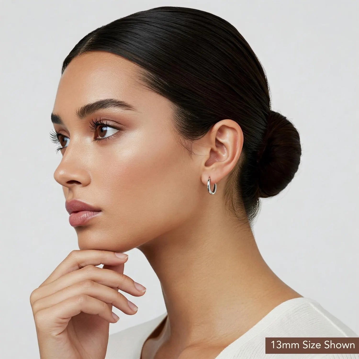 Solid 14K Gold Hoop Earrings, 14 Karat White Gold round Classic Hoops, 13Mm (0.5 Inch) Small Size Hoops, Made by TILO Jewelry