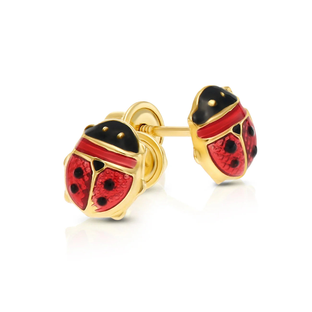 14K Yellow Gold Small Ladybug Stud Earrings