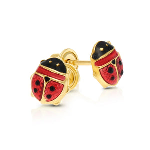 14K Yellow Gold Small Ladybug Stud Earrings